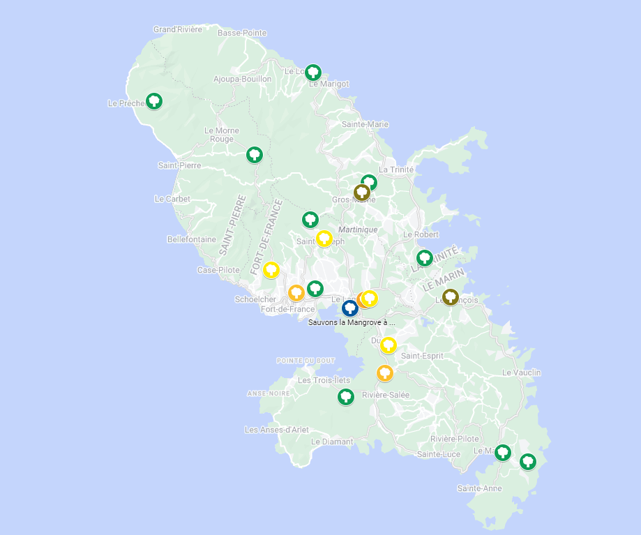 Carte des projets Peyi Vert Martinique