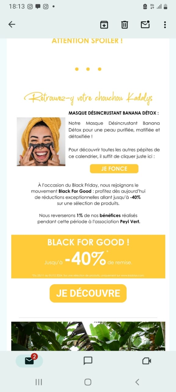 L'offre Kadalys dans sa newsletter